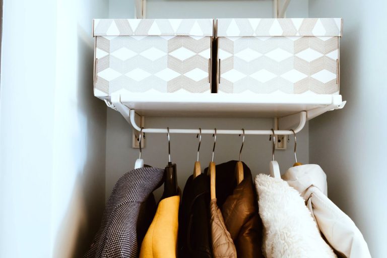 clothes organized in the wardrobe by a professional organizer Chicago